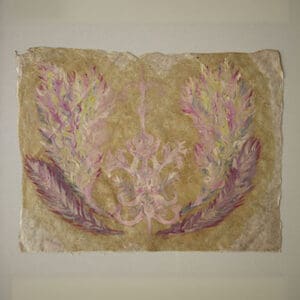 A pale pink plumes beside floral motif